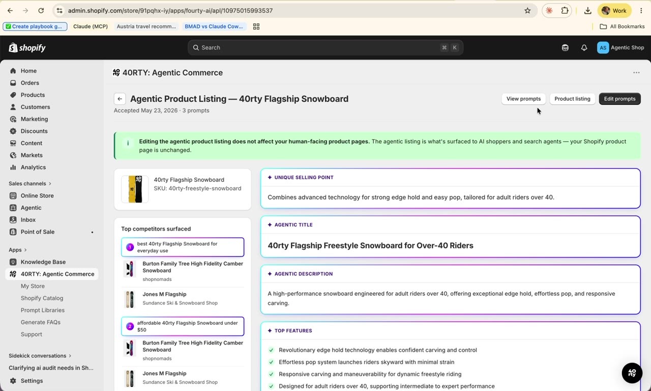The APL review page showing every generated field alongside the Top competitors surfaced panel.
